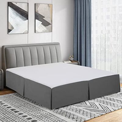 Cathay Home Geplooide bedrok van geborstelde microvezel, dubbel, eenvoudig te installeren, ultrazacht, kleurvast en kreukvrij, grijs, tweepersoonsbed Cathay Home Geplooide bedrok van geborstelde microvezel, dubbel, eenvoudig te installeren, ultrazacht, kleurvast en kreukvrij, grijs, tweepersoonsbed