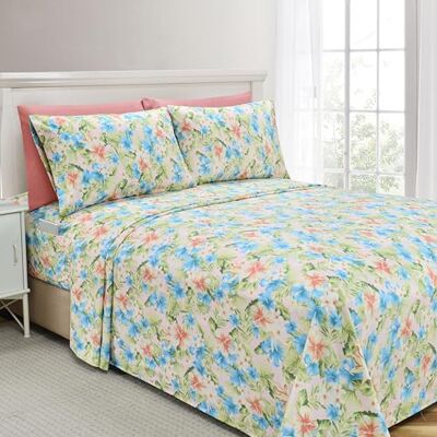 Elegant Comfort Magnolia zachte comfortabele 6-delige beddengoedset van microvezel in hotelkwaliteit 1500, diepe zak, kreukvrij, magnolia bloemenpatroon, eenpersoonsbed, XL, magnolia Elegant Comfort Magnolia zachte comfortabele 6-delige beddengoedset van microvezel in hotelkwaliteit 1500, diepe zak, kreukvrij, magnolia bloemenpatroon, eenpersoonsbed, XL, magnolia
