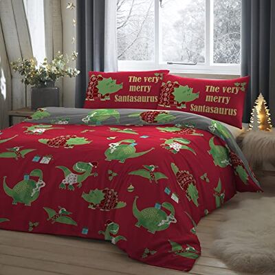 Bedlam Kerstmis dinosaurus dekbedovertrek tweepersoonsbed (200 x 200 cm) Omkeerbaar (2 kleuren) Inclusief 2 kussenslopen Santasaurus Cartoon Kerstmis dekbedovertrek voor kinderen Bedlam Kerstmis dinosaurus dekbedovertrek tweepersoonsbed (200 x 200 cm) Omkeerbaar (2 kleuren) Inclusief 2 kussenslopen Santasaurus Cartoon Kerstmis dekbedovertrek voor kinderen