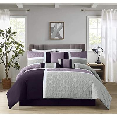 Chezmoi Collection Upland 7-delige lappendeken, lavendel, grijs, paars, queensize Chezmoi Collection Upland 7-delige lappendeken, lavendel, grijs, paars, queensize