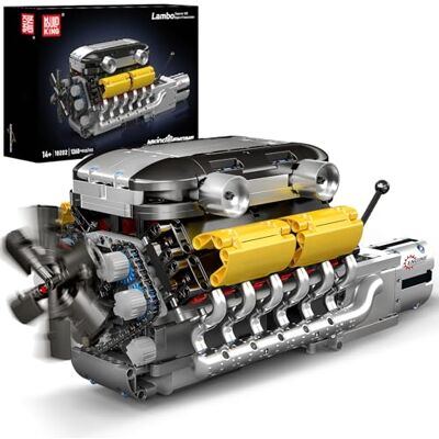 Mould King 10202 Technik V12 MOC V12 motorbouwset met accu, klemblokken, cadeau voor volwassenen (1260 stuks) Mould King 10202 Technik V12 MOC V12 motorbouwset met accu, klemblokken, cadeau voor volwassenen (1260 stuks)