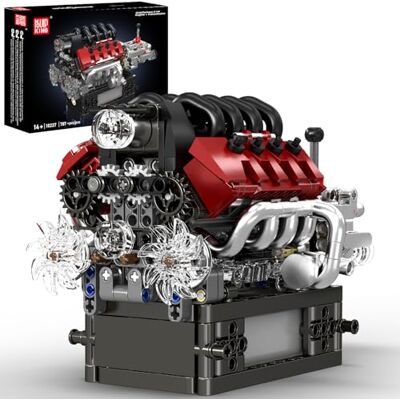 Mould King 10227 Technik V8 motorbouwsteenset met accu, klemblokken, cadeau voor jongeren en volwassenen, 787 stuks Mould King 10227 Technik V8 motorbouwsteenset met accu, klemblokken, cadeau voor jongeren en volwassenen, 787 stuks