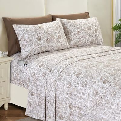 Elegant Comfort 6-delige beddengoedset zachte en comfortabele hotelkwaliteit 1500 microvezel diepe zak kreukvrij California kingsize, taupe kasjmier Elegant Comfort 6-delige beddengoedset zachte en comfortabele hotelkwaliteit 1500 microvezel diepe zak kreukvrij California kingsize, taupe kasjmier