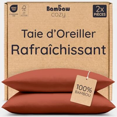 Bambaw Kussensloop van bamboe, 40 x 80 cm, 2 stuks, anti-transpiratie en antibacterieel, tegen mijten en zacht, verkoelend laken, zomer en winter (terracotta) Bambaw Kussensloop van bamboe, 40 x 80 cm, 2 stuks, anti-transpiratie en antibacterieel, tegen mijten en zacht, verkoelend laken, zomer en winter (terracotta)