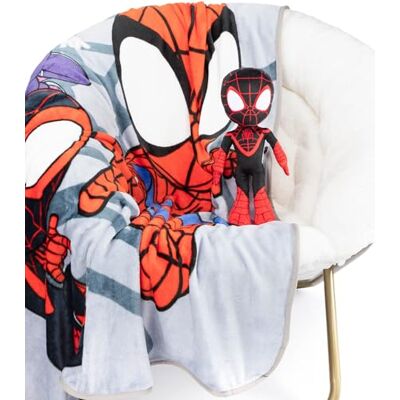 Jay Franco Marvel Spidey en zijn Superfriends Miles Morales Knuffel Mini Kussen Buddy & Deken 130 x 150 cm Zachte Deken, Super Zachte Kinderset, Marvel 2-delige set Jay Franco Marvel Spidey en zijn Superfriends Miles Morales Knuffel Mini Kussen Buddy & Deken 130 x 150 cm Zachte Deken, Super Zachte Kinderset, Marvel 2-delige set