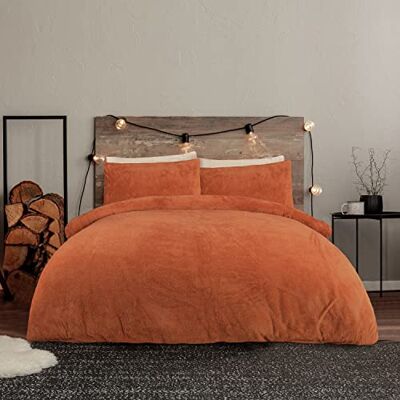 Sleepdown Beddengoedset van fleece met dekbedovertrek en kussenslopen Warm, comfortabel, superzacht en onderhoudsvriendelijk roestoranje Tweepersoons (200 x 200 cm) Sleepdown Beddengoedset van fleece met dekbedovertrek en kussenslopen Warm, comfortabel, superzacht en onderhoudsvriendelijk roestoranje Tweepersoons (200 x 200 cm)