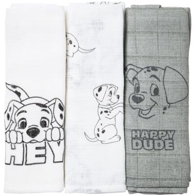 Babycalin Disney Set van 3 luiers 60 x 60 cm – Les 101 Dalmatiërs Babycalin Disney Set van 3 luiers 60 x 60 cm – Les 101 Dalmatiërs