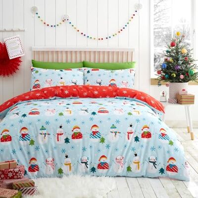 Fusion Kerstmis sneeuwpop dekbedovertrek eenpersoonsbed (140 x 200 cm) omkeerbaar (2 motieven) 1 kussensloop sneeuwvlok dekbedovertrek in eendenblauw/rood beddengoed set Fusion Kerstmis sneeuwpop dekbedovertrek eenpersoonsbed (140 x 200 cm) omkeerbaar (2 motieven) 1 kussensloop sneeuwvlok dekbedovertrek in eendenblauw/rood beddengoed set