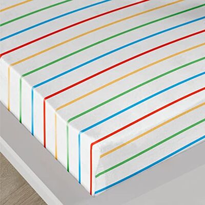 Bedlam Regenboog gestreept laken Eenpersoons hoeslaken (190 x 90 x 28 cm) regenboog beddengoed veelkleurig gestreept laken in wit enkel hoeslaken met strepen beddengoed Bedlam Regenboog gestreept laken Eenpersoons hoeslaken (190 x 90 x 28 cm) regenboog beddengoed veelkleurig gestreept laken in wit enkel hoeslaken met strepen beddengoed