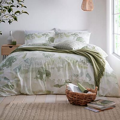 Appletree Loft Edale beddengoedset, 100% katoen, kingsize, groen Appletree Loft Edale beddengoedset, 100% katoen, kingsize, groen