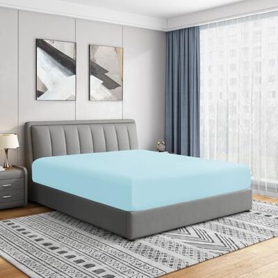 Cathay Home Luxe hoeslakens van geborstelde microvezel, ultrazacht en kreukvrij, kleurecht, met standaard zak van 35,6 cm, turquoise, tweepersoonsbed Cathay Home Luxe hoeslakens van geborstelde microvezel, ultrazacht en kreukvrij, kleurecht, met standaard zak van 35,6 cm, turquoise, tweepersoonsbed