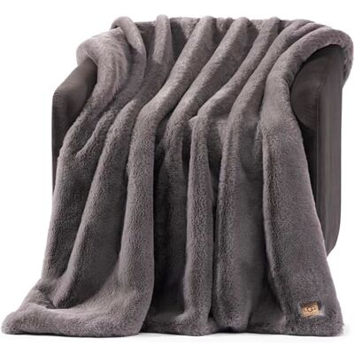 UGG Euphoria Omkeerbare pluche bontdeken, antraciet UGG Euphoria Omkeerbare pluche bontdeken, antraciet
