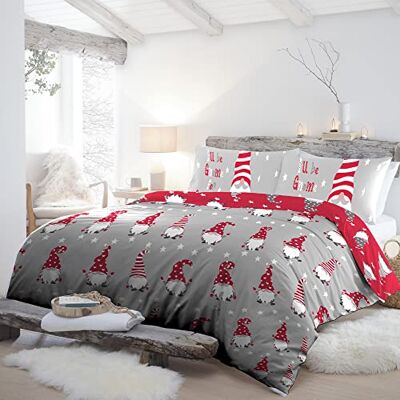 Fusion Christmas GFCSV21PZU 3-delige beddengoedset voor tweepersoonsbed, 100% geborsteld katoen, zilverkleurig Fusion Christmas GFCSV21PZU 3-delige beddengoedset voor tweepersoonsbed, 100% geborsteld katoen, zilverkleurig
