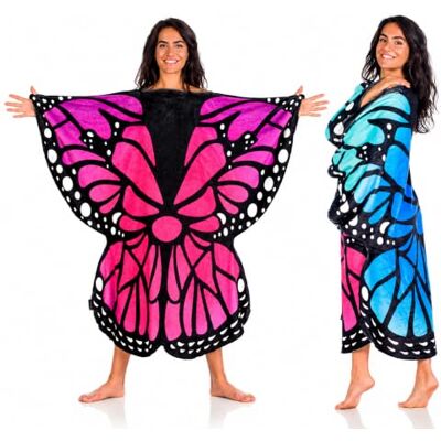 Kanguru Vlinder deken van polyester, roze, blauw, zwart, Eén maat voor volwassenen Kanguru Vlinder deken van polyester, roze, blauw, zwart, Eén maat voor volwassenen