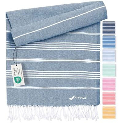 Fit-Flip Hamam Strandhanddoek, Fouta van 100% katoen, licht Turks laken Sultan Turkse hamamdoek, sneldrogend, opaalblauw, 100 x 200 cm Fit-Flip Hamam Strandhanddoek, Fouta van 100% katoen, licht Turks laken Sultan Turkse hamamdoek, sneldrogend, opaalblauw, 100 x 200 cm