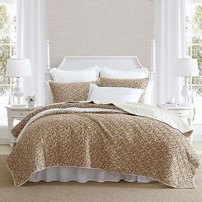 Laura Ashley Beddengoed voor super-kingsize bedden van licht katoen met bijpassende kussenslopen, vintage bloemengeïnspireerde woondecoratie met effen revers (Loveston gebrand oranje, extra groot bed) Laura Ashley Beddengoed voor super-kingsize bedden van licht katoen met bijpassende kussenslopen, vintage bloemengeïnspireerde woondecoratie met effen revers (Loveston gebrand oranje, extra groot bed)