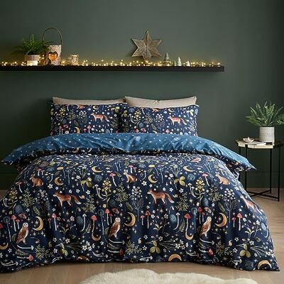Catherine Lansfield Omkeerbare beddengoedset met dekbedovertrek en kussenslopen Twilight Dierenpatroon Marineblauw Catherine Lansfield Omkeerbare beddengoedset met dekbedovertrek en kussenslopen Twilight Dierenpatroon Marineblauw