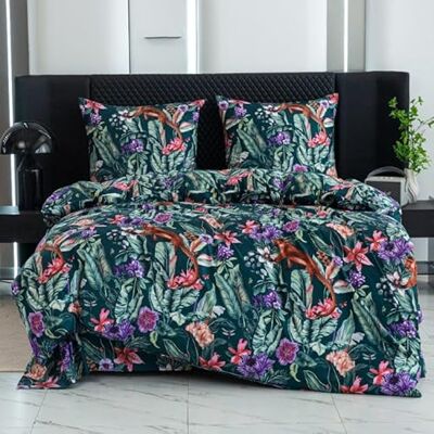 Cotton Market Beddengoed 220 x 200 cm, 3-delig, microvezel, katoen, met ritssluiting, dekbedovertrek 220 cm en 2 kussenslopen 70 x 80 cm, groen Cotton Market Beddengoed 220 x 200 cm, 3-delig, microvezel, katoen, met ritssluiting, dekbedovertrek 220 cm en 2 kussenslopen 70 x 80 cm, groen