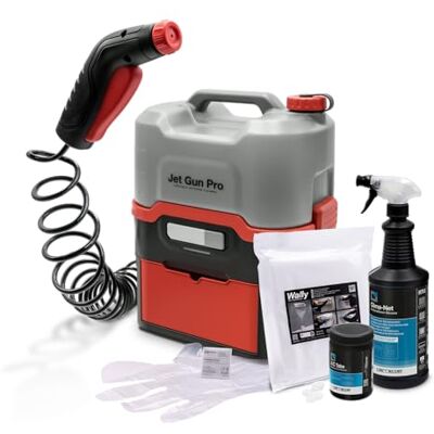 ERRECOM Reinigingsset voor airconditioning: Jet GUN PRO+ draagbare hogedrukreiniger, Clima-Net 1L reiniger eenheid binnen en buiten, A/C tabs tabletten airconditioning, wandbekleding Wally, handschoenen ERRECOM Reinigingsset voor airconditioning: Jet GUN PRO+ draagbare hogedrukreiniger, Clima-Net 1L reiniger eenheid binnen en buiten, A/C tabs tabletten airconditioning, wandbekleding Wally, handschoenen