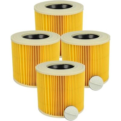 vhbw Lot de 4 filtres plissés compatibles avec les aspirateurs Kärcher WD 2.200, WD 2.240, WD 2.400 M, VC6000, WD1, WD 2, WD 2.250 Jaune Lavables vhbw Lot de 4 filtres plissés compatibles avec les aspirateurs Kärcher WD 2.200, WD 2.240, WD 2.400 M, VC6000, WD1, WD 2, WD 2.250 Jaune Lavables
