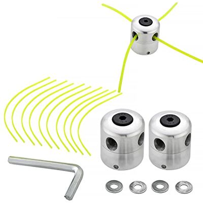 SWAWIS Aluminium draadkop voor bosmaaier, nylon draadspoel, dubbele draadkop voor bosmaaier (2 draadkoppen + 10 draden) SWAWIS Aluminium draadkop voor bosmaaier, nylon draadspoel, dubbele draadkop voor bosmaaier (2 draadkoppen + 10 draden)