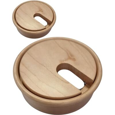 Gedotec Kabeldoorvoer van gelakt beukenhout vlak set van 2 ronde kabeldoorvoer boorbox Ø 80 mm kabelgeleiding voor het lijmen in het werkblad Gedotec Kabeldoorvoer van gelakt beukenhout vlak set van 2 ronde kabeldoorvoer boorbox Ø 80 mm kabelgeleiding voor het lijmen in het werkblad