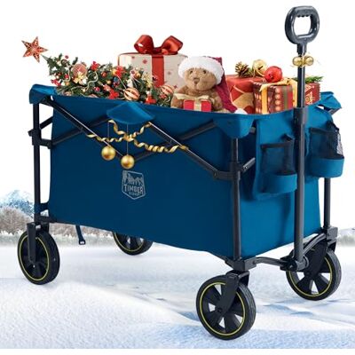 TIMBER RIDGE Campingwagen, opvouwbaar, 200 l, met bekerhouder, verstelbare handgreep, tuinwagen voor alle terreinen, outdoor, camping, winkelen, vissen, maximale belasting 100 kg TIMBER RIDGE Campingwagen, opvouwbaar, 200 l, met bekerhouder, verstelbare handgreep, tuinwagen voor alle terreinen, outdoor, camping, winkelen, vissen, maximale belasting 100 kg