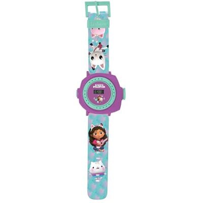 Lexibook , Gabby en het magische huis, verstelbaar polshorloge met projecties, project 20 afbeeldingen uit de Gabby's Dollhouse-serie, digitaal display, voor kinderen, blauw/paars, DMW050GDH Lexibook , Gabby en het magische huis, verstelbaar polshorloge met projecties, project 20 afbeeldingen uit de Gabby's Dollhouse-serie, digitaal display, voor kinderen, blauw/paars, DMW050GDH