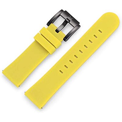 TW Steel Marc Cobles siliconen horlogebandje 22 mm, met zwarte sluiting, Geel., Riem TW Steel Marc Cobles siliconen horlogebandje 22 mm, met zwarte sluiting, Geel., Riem