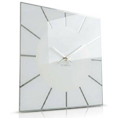 FLEXISTYLE Digit vierkante wandklok 30 cm diameter, modern tikkend geluid, ontwerp van acrylglas en acrylspiegel, woonkamer, slaapkamer, wit (wit) FLEXISTYLE Digit vierkante wandklok 30 cm diameter, modern tikkend geluid, ontwerp van acrylglas en acrylspiegel, woonkamer, slaapkamer, wit (wit)