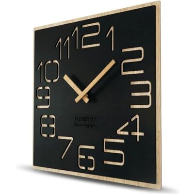 FLEXISTYLE Grote houten wandklok Digits ECO, vierkant, stil, woonkamer, slaapkamer, gemaakt in de EU (zwart, 40 cm) FLEXISTYLE Grote houten wandklok Digits ECO, vierkant, stil, woonkamer, slaapkamer, gemaakt in de EU (zwart, 40 cm)