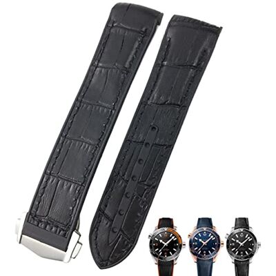 FFHDJL 22 mm 20 mm horlogeband van rundleer voor Omega Seamaster 300 Speedmaster DE VILLE Horlogeband voor heren Gesp (zwart zwart, 20 mm) FFHDJL 22 mm 20 mm horlogeband van rundleer voor Omega Seamaster 300 Speedmaster DE VILLE Horlogeband voor heren Gesp (zwart zwart, 20 mm)