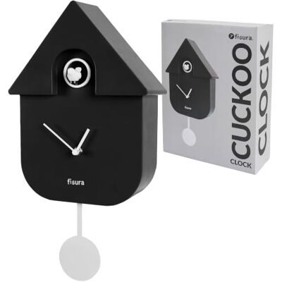 Fisura Koekoeksklok in zwart en wit Wandklok. Originele wandklok om cadeau te geven. 3 stapels AA niet inbegrepen. 21,5 x 8 x 41,5 (6 inch) ABS-kunststof. Fisura Koekoeksklok in zwart en wit Wandklok. Originele wandklok om cadeau te geven. 3 stapels AA niet inbegrepen. 21,5 x 8 x 41,5 (6 inch) ABS-kunststof.