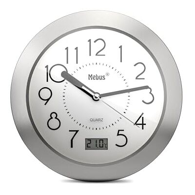 Mebus Badkamerklok kwarts digitaal display aluminium frame zuignappen witte wijzerplaat model 41964 nauwkeurig en functioneel wit Mebus Badkamerklok kwarts digitaal display aluminium frame zuignappen witte wijzerplaat model 41964 nauwkeurig en functioneel wit