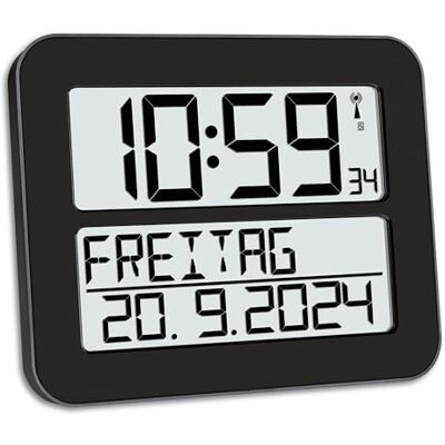 TFA Dostmann TimeLine Max wandklok digitaal, 60.4512.01, radiogestuurd, met datum en werkdag, gemakkelijk te lezen, (L) 258 x (B) 30 (120) x (H) 212 mm, zwart TFA Dostmann TimeLine Max wandklok digitaal, 60.4512.01, radiogestuurd, met datum en werkdag, gemakkelijk te lezen, (L) 258 x (B) 30 (120) x (H) 212 mm, zwart