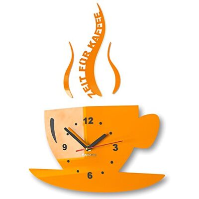 FLEXISTYLE Moderne Romeinse 3D wandklok voor koffie geel FLEXISTYLE Moderne Romeinse 3D wandklok voor koffie geel
