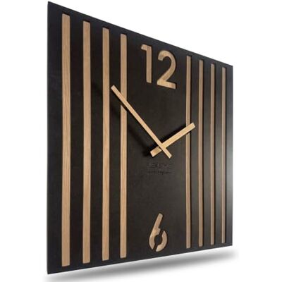 FLEXISTYLE LAMELE Moderne vierkante wandklok zonder tikkend geluid 30 cm hout eiken zwart woonkamer zonder tikkend geluid FLEXISTYLE LAMELE Moderne vierkante wandklok zonder tikkend geluid 30 cm hout eiken zwart woonkamer zonder tikkend geluid