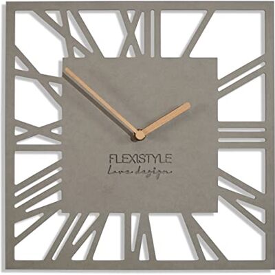 FLEXISTYLE LOFT Piccolo Square Moderne wandklok zonder tikkend geluid, 30 cm, voor woonkamer, badkamer (grijs) FLEXISTYLE LOFT Piccolo Square Moderne wandklok zonder tikkend geluid, 30 cm, voor woonkamer, badkamer (grijs)