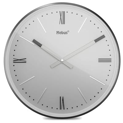 Mebus TinyTime 19780 Wandklok met Romeinse cijfers, wandklok zonder tikkend geluid, diameter 25 cm, klassieke grijze wijzerplaat, behuizing en accenten in antraciet Mebus TinyTime 19780 Wandklok met Romeinse cijfers, wandklok zonder tikkend geluid, diameter 25 cm, klassieke grijze wijzerplaat, behuizing en accenten in antraciet