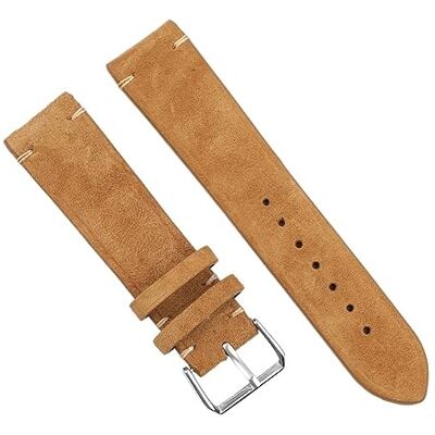 Overhil1s Horlogeband, handgemaakte lederen horlogeband 18mm 20mm 22mm 24mm vintage suède reserveband grijs beige kleur beige voor mannen vrouwen horloges, 22mm, agaat Overhil1s Horlogeband, handgemaakte lederen horlogeband 18mm 20mm 22mm 24mm vintage suède reserveband grijs beige kleur beige voor mannen vrouwen horloges, 22mm, agaat