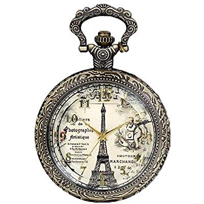 JewelryWe Retro zakhorloge met ketting voor dames en heren, analoog, vintage horloge met hanger, cadeau voor dames en heren JewelryWe Retro zakhorloge met ketting voor dames en heren, analoog, vintage horloge met hanger, cadeau voor dames en heren