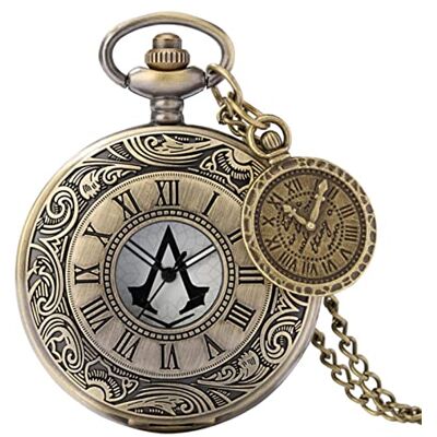 VDLLQYN , 1 Pc Antieke Holle Assassin 's Creed Steampunk Dial Romeinse Cijfers Ketting Hanger-,Zakhorloges, Eén maat, roestvrij staal, Agaat VDLLQYN , 1 Pc Antieke Holle Assassin 's Creed Steampunk Dial Romeinse Cijfers Ketting Hanger-,Zakhorloges, Eén maat, roestvrij staal, Agaat