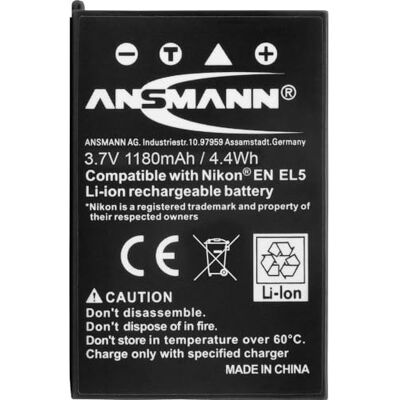 Ansmann KLICKTEL NAVIGATOR K5 Li-Ion batterij 3,7 V / 1050 mAh voor Nikon digitale camera's, ideaal voor professionele en amateurfotografie, ook perfect als batterij Ansmann KLICKTEL NAVIGATOR K5 Li-Ion batterij 3,7 V / 1050 mAh voor Nikon digitale camera's, ideaal voor professionele en amateurfotografie, ook perfect als batterij
