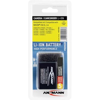 Ansmann Li-ion batterij A-Nik EN EL 14 7 4 V type 1050 mAh krachtige batterij voor digitale camera de perfecte reservebatterij voor Nikon Digicam enz Ansmann Li-ion batterij A-Nik EN EL 14 7 4 V type 1050 mAh krachtige batterij voor digitale camera de perfecte reservebatterij voor Nikon Digicam enz