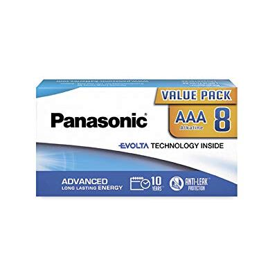 Panasonic EVOLTA TECHNOLOGY INSIDE, AAA Micro LR03, 8 stuks in plasticvrije verpakking, 1,5 V, duurzame batterij, alkalinebatterij Panasonic EVOLTA TECHNOLOGY INSIDE, AAA Micro LR03, 8 stuks in plasticvrije verpakking, 1,5 V, duurzame batterij, alkalinebatterij