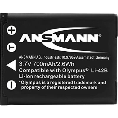 Ansmann Batterij voor Olympus® camera (1 stuk) oplaadbare Li-ion batterij A-OLY LI 42B reservebatterij 3,7 V 700 mAh Ansmann Batterij voor Olympus® camera (1 stuk) oplaadbare Li-ion batterij A-OLY LI 42B reservebatterij 3,7 V 700 mAh