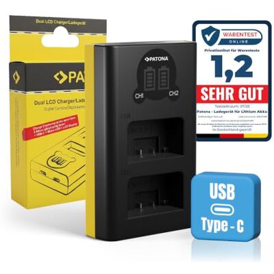 PATONA Dual LCD-oplader USB-C/Micro-USB voor Nikon EN-EL25 EN-EL25a Compacte reislader voor Z30, Z50 II, Z50II, Z FC, ZFC, met USB-kabel PATONA Dual LCD-oplader USB-C/Micro-USB voor Nikon EN-EL25 EN-EL25a Compacte reislader voor Z30, Z50 II, Z50II, Z FC, ZFC, met USB-kabel