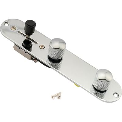 Musiclily 32 mm bedrade bedieningsplaat met schakelaar drie posities voor Fender Telecaster Tele gitaar, chroom Musiclily 32 mm bedrade bedieningsplaat met schakelaar drie posities voor Fender Telecaster Tele gitaar, chroom