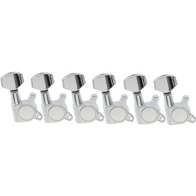 Musiclily Basic Ratio 15:1 Mechanische 6-in-line Hex Knoppen Standaard Verzegeld Rechts voor Elektrische Gitaar Strat Tele, Chrome Fender Strat Tele zeskantkop voor elektrische gitaar Musiclily Basic Ratio 15:1 Mechanische 6-in-line Hex Knoppen Standaard Verzegeld Rechts voor Elektrische Gitaar Strat Tele, Chrome Fender Strat Tele zeskantkop voor elektrische gitaar