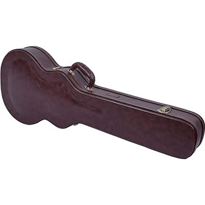 Crossrock Les Paul Elektrische Gitaarhoes, bruin gebogen houten omhulsel, gouden sloten, versterkte bescherming, klassieke serie Crossrock Les Paul Elektrische Gitaarhoes, bruin gebogen houten omhulsel, gouden sloten, versterkte bescherming, klassieke serie